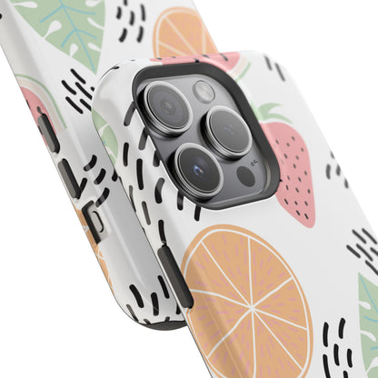 Tropical Fruit Fiesta Tough MagSafe iPhone Case – Fun Watermelon, Pineapple, and Citrus Design