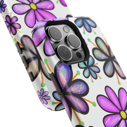 Whimsical Lavender Floral MagSafe iPhone Case – Ultra-Slim, High-Gloss Finish