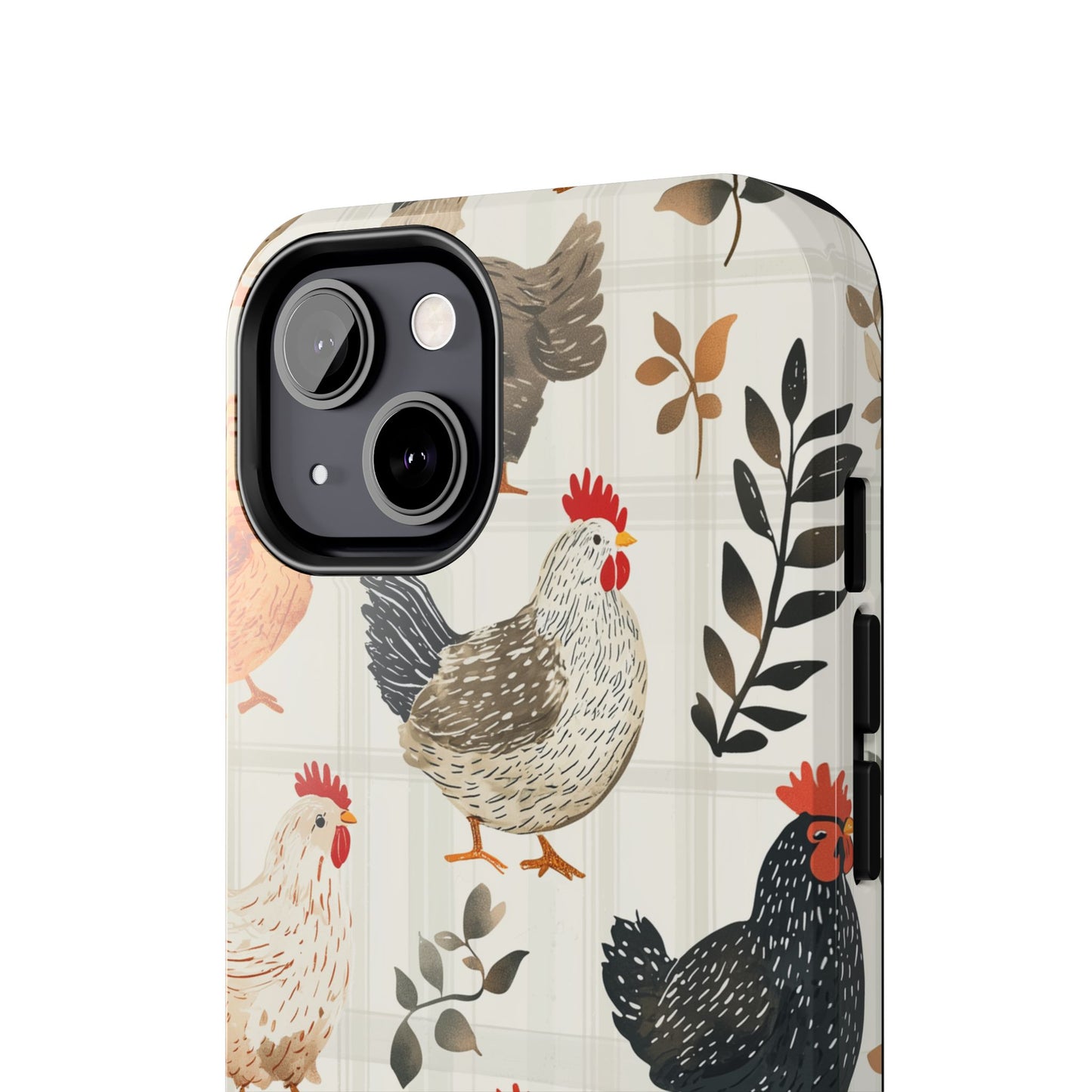 iPhone Case: Vintage Chicken & Leaves – Farmhouse Style Case