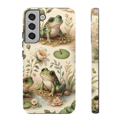 Cute Frogs Phone Case - Pond Pals Frolic - Charming Frog Lily Pad Phone Case for iPhone, Google & Samsung! Great Gift For Any Frog Lover!