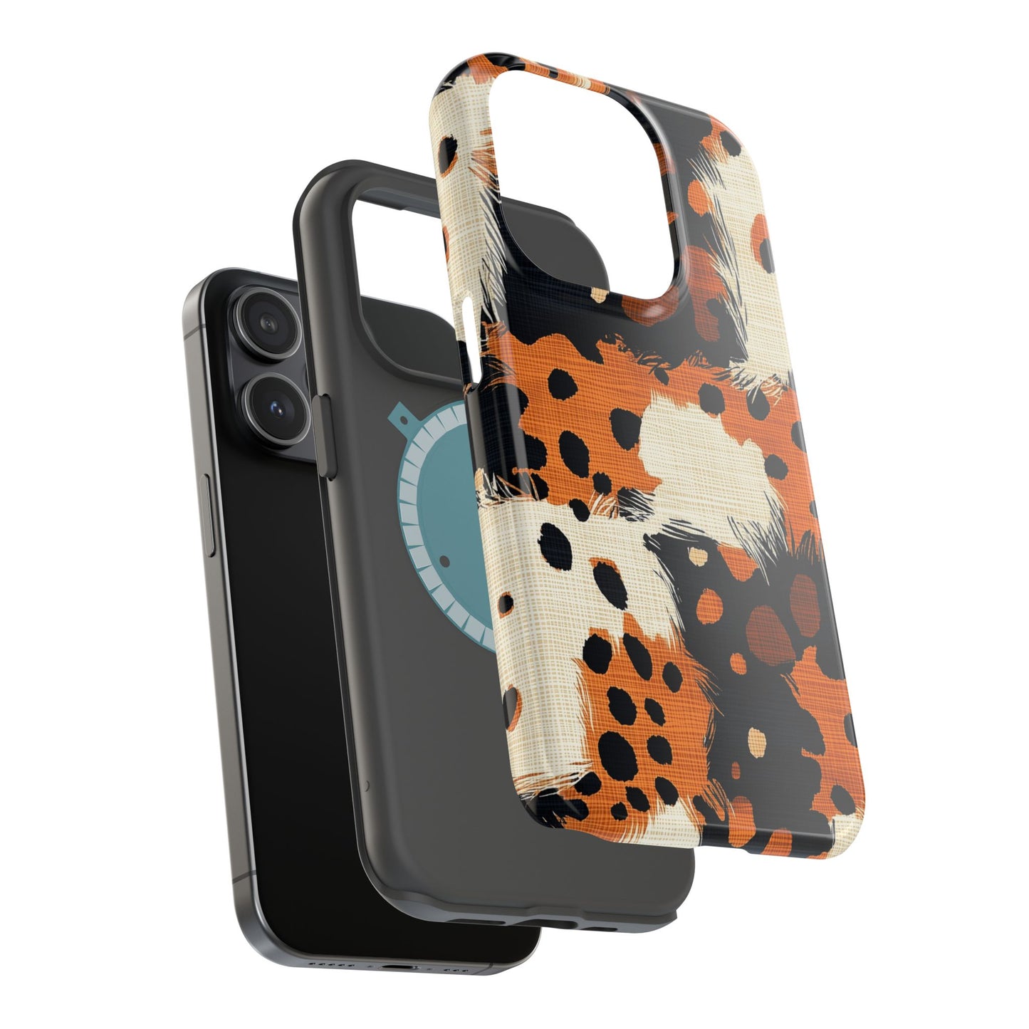 MagSafe iPhone Case: Cheetah Plaid – Brown & Black Pattern