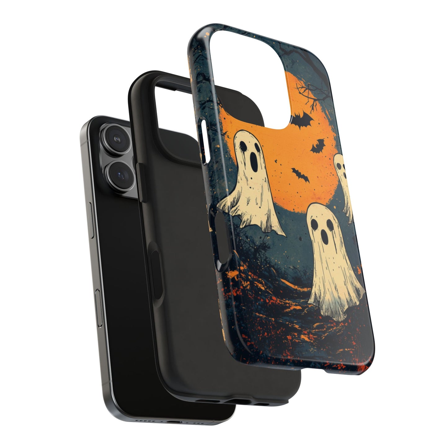 Haunted Ghosts & Full Moon iPhone Case – Spooky Halloween Design