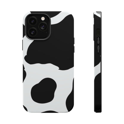 Bold Black and White Cow Print Tough MagSafe iPhone Case – Modern Animal Pattern with Dual-Layer Protection