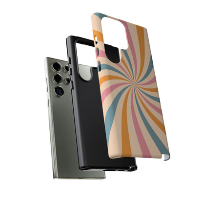 Retro Swirl Pattern Samsung Galaxy Case – Bold 70s Vibe in Pink, Orange, and Teal