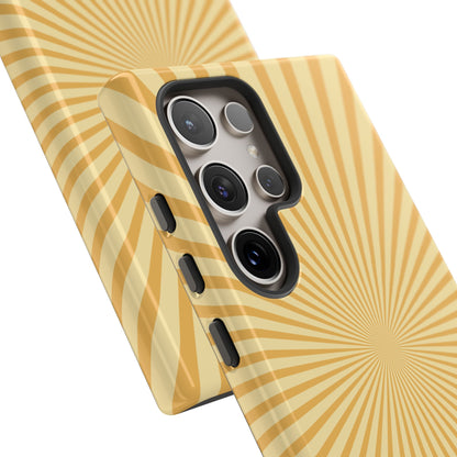 Golden Sunburst Samsung Galaxy Case – Retro Radiant Design with Dual-Layer Protection