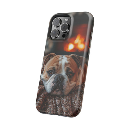 Cozy Bulldog MagSafe Case – Fireside-Inspired Protective Cover