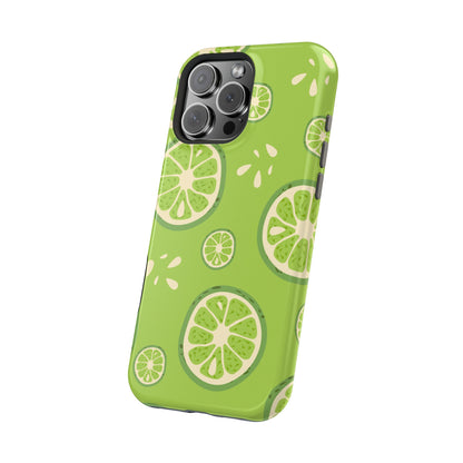 Zesty Lime Splash Tough MagSafe iPhone Case – Fresh Citrus Design, Dual-Layer Protection