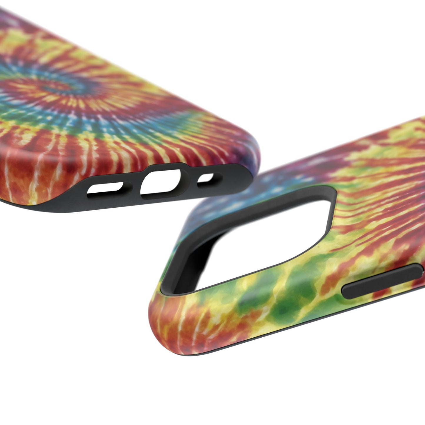 Vibrant Spiral Tie-Dye MagSafe Case – Retro Rainbow Design