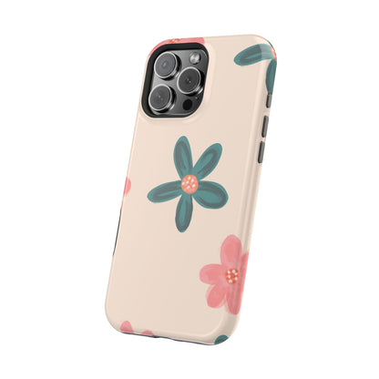 Vintage Floral Tough MagSafe iPhone Case – Soft Matte Finish with Dual-Layer Protection