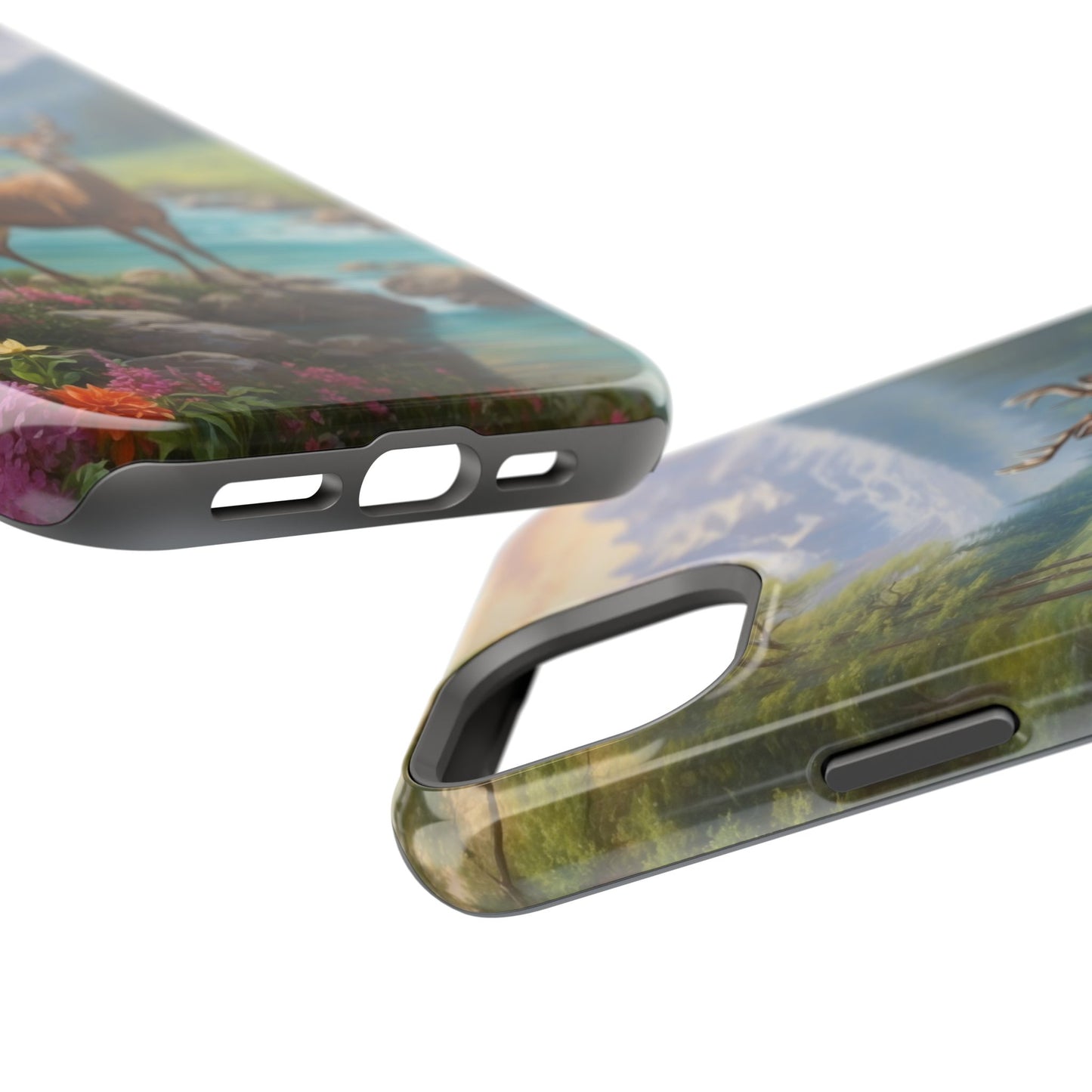 Alpine Serenity – Stag in Mountain Bliss MagSafe iPhone Cases