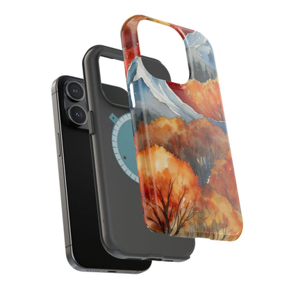 Autumn Mountain Forest Watercolor - MagSafe iPhone Case