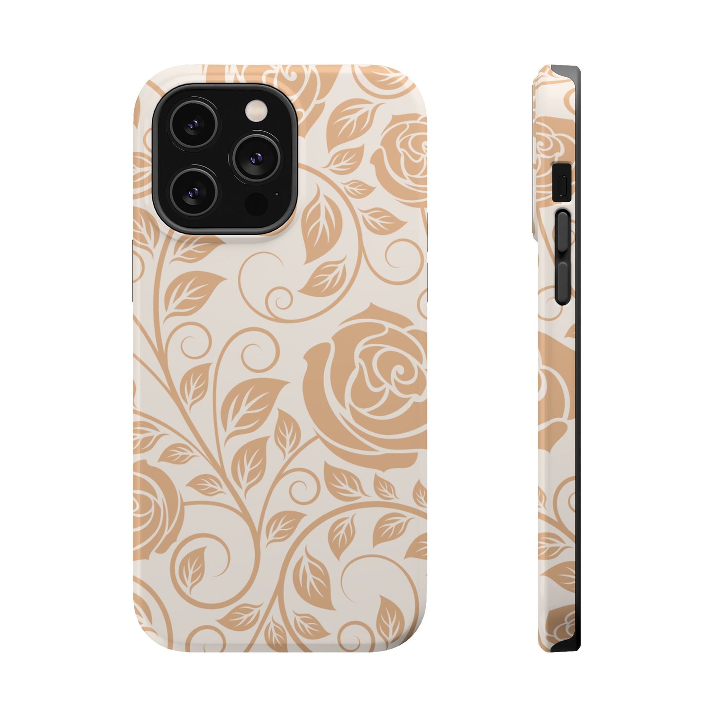 Vintage Rose Vine Tough MagSafe iPhone Case – Elegant Floral Pattern with Dual-Layer Protection