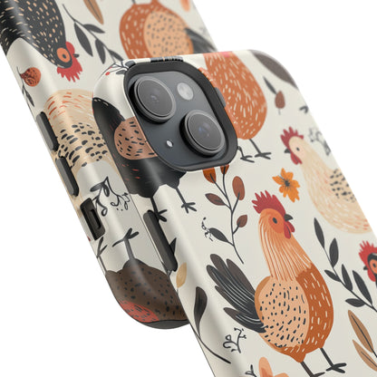 MagSafe iPhone Case: Cluckin' Vintage – Chickens & Leaves