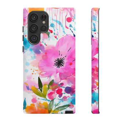 Color Splash Pink & Orange Watercolor Floral - Samsung Galaxy Case