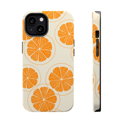 Citrus Burst Pattern Tough MagSafe iPhone Case – Bold Orange Design, Shockproof Protection