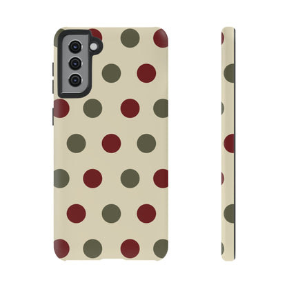 Red & Green Polka Dots on Cream – Samsung Galaxy Case