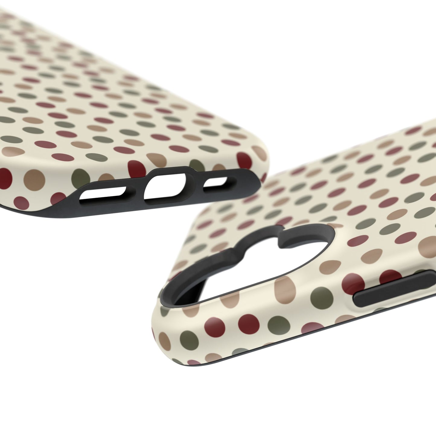 Festive Red & Green Polka Dots on Cream – MagSafe iPhone Case