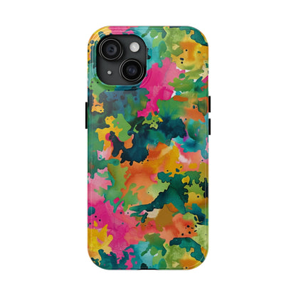 Vibrant Watercolor Splash iPhone Case – Bold Multicolor Artistic Design