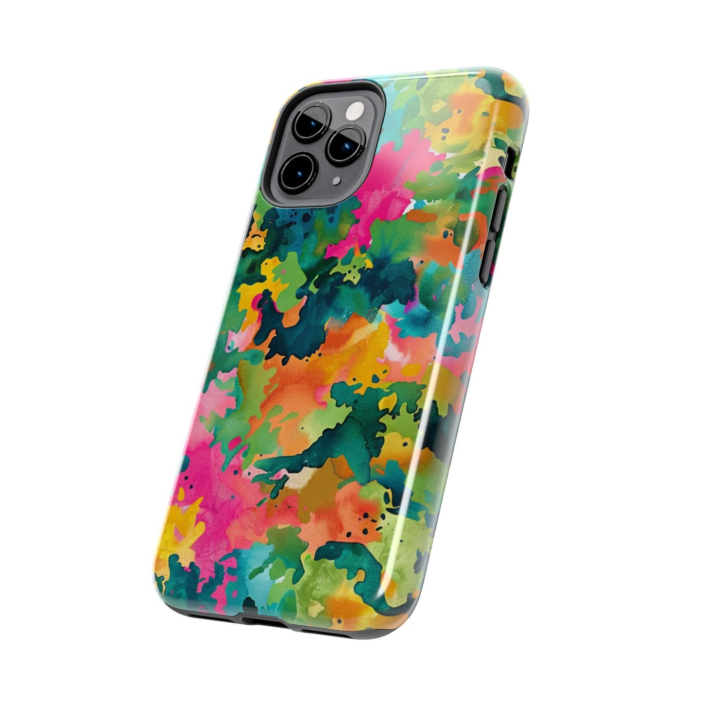 Vibrant Watercolor Splash iPhone Case – Bold Multicolor Artistic Design