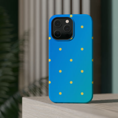 Blue Ocean Gradient Polka Dots MagSafe iPhone Case – Shockproof, Smooth Matte Finish, Dual-Layer Design