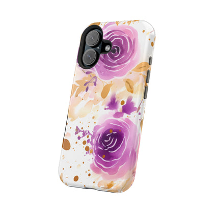 Soft Purple & Gold Floral Splash - MagSafe iPhone Series Case