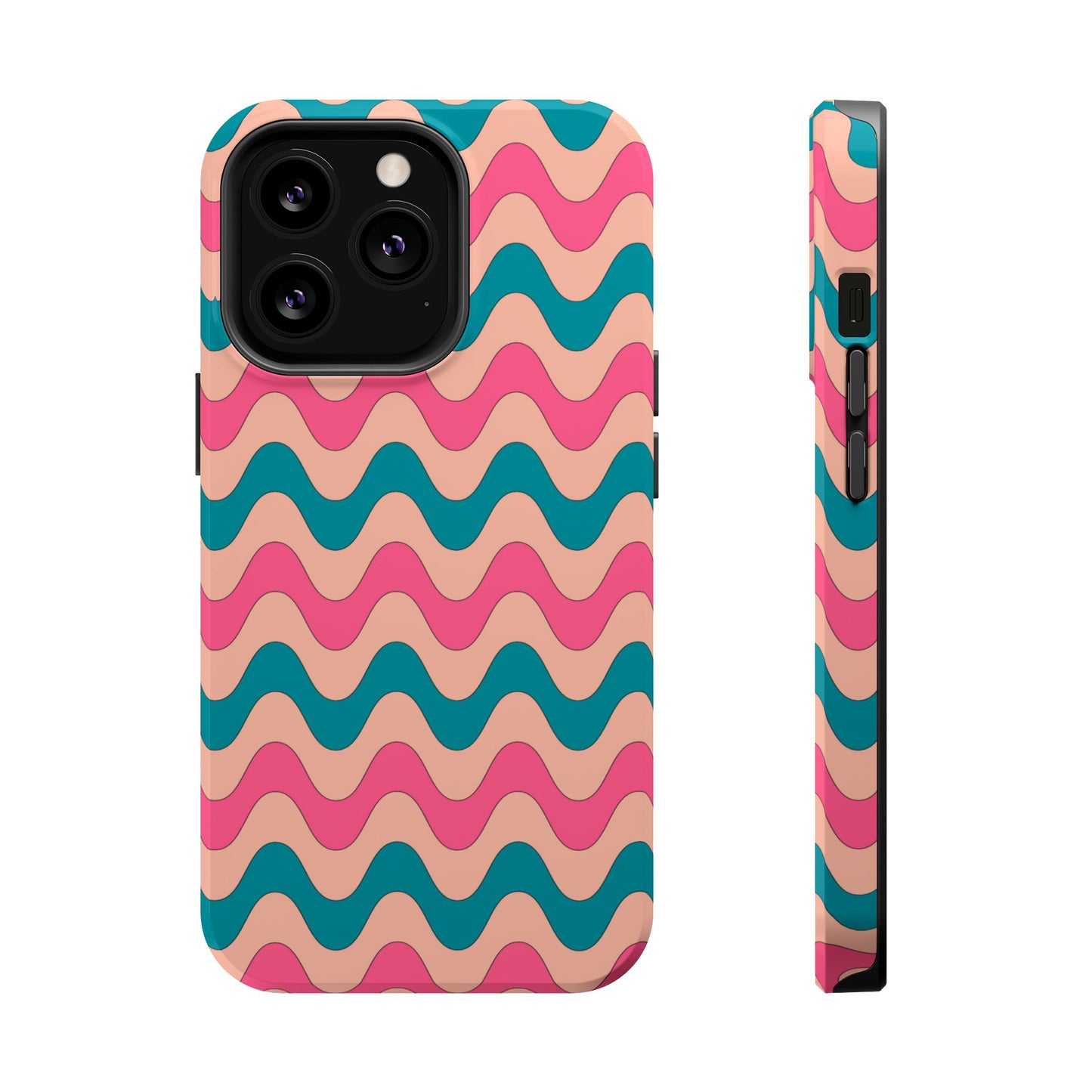 Retro Waves Pattern MagSafe iPhone Case – Shockproof Design with Dual-Layer Protection