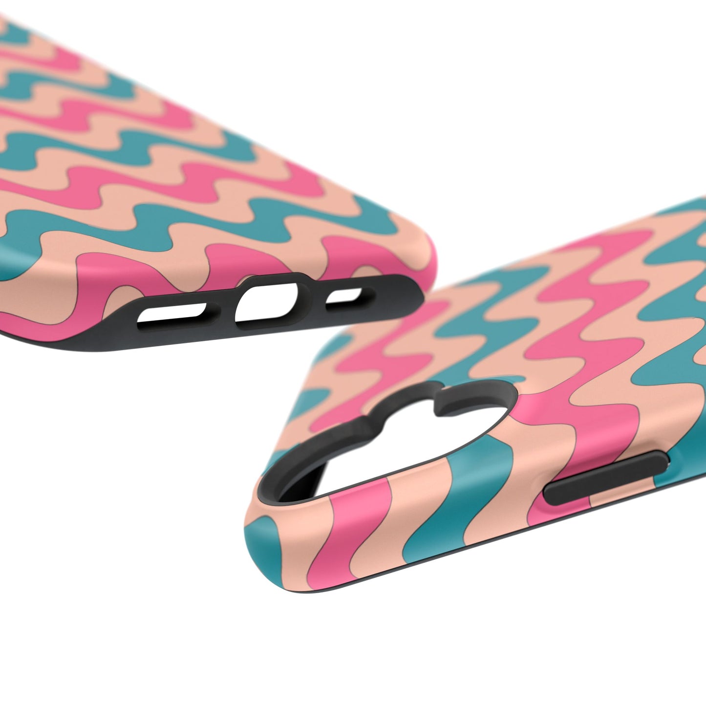 Retro Waves Pattern MagSafe iPhone Case – Shockproof Design with Dual-Layer Protection