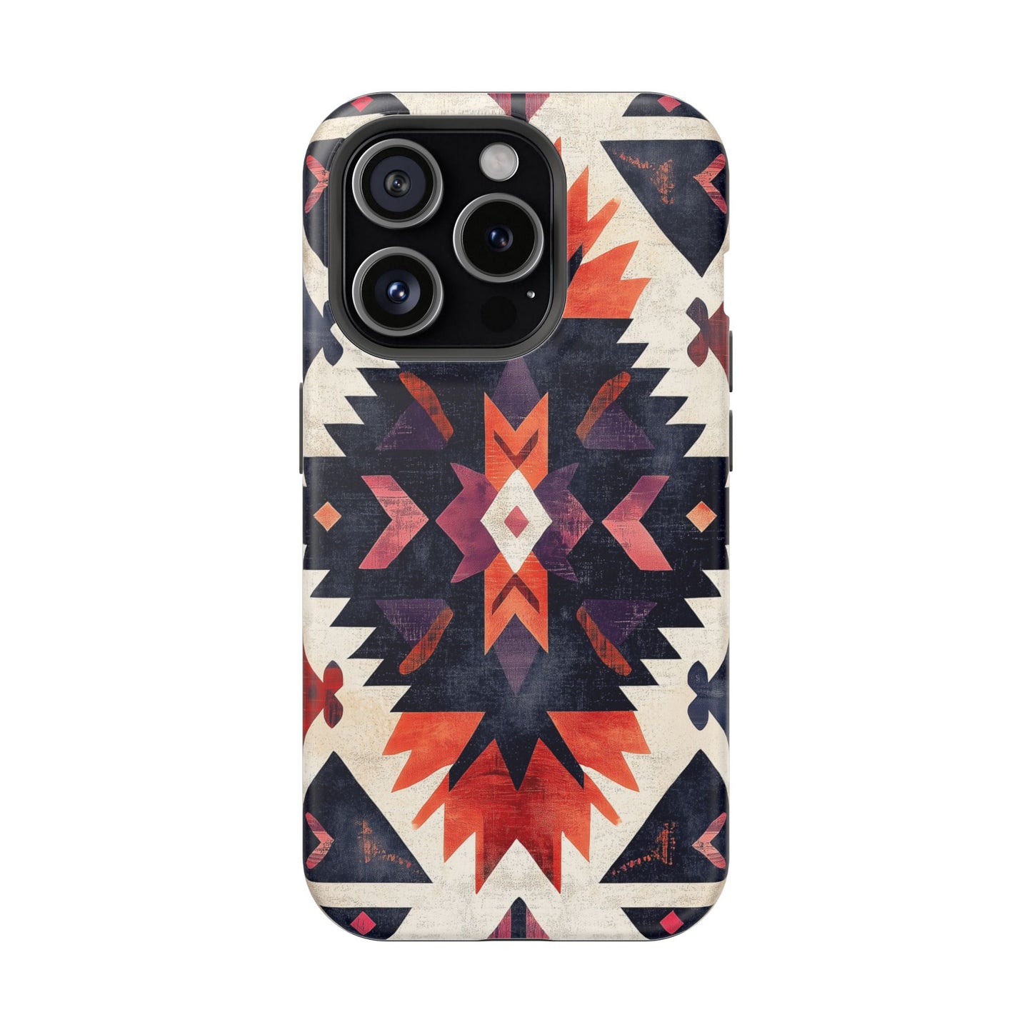 Boho Tribal Starburst Tough MagSafe iPhone Case – Vibrant Geometric Design, Dual-Layer Protection