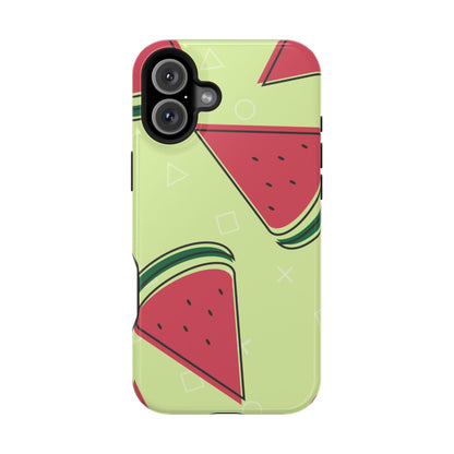 Watermelon Slice MagSafe iPhone Case – Fresh & Fun Design with Retro Geometric Pattern