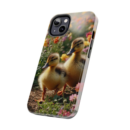 Charming Ducklings in Floral Garden - iPhone Case