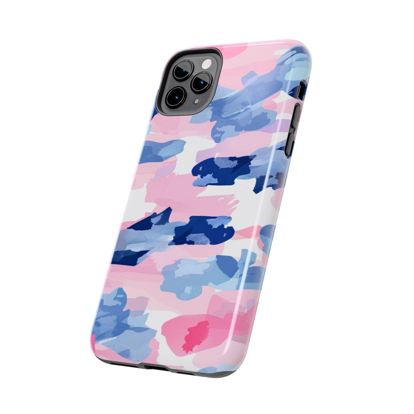 iPhone Case: Dynamic Pink & Navy Brushstroke Art