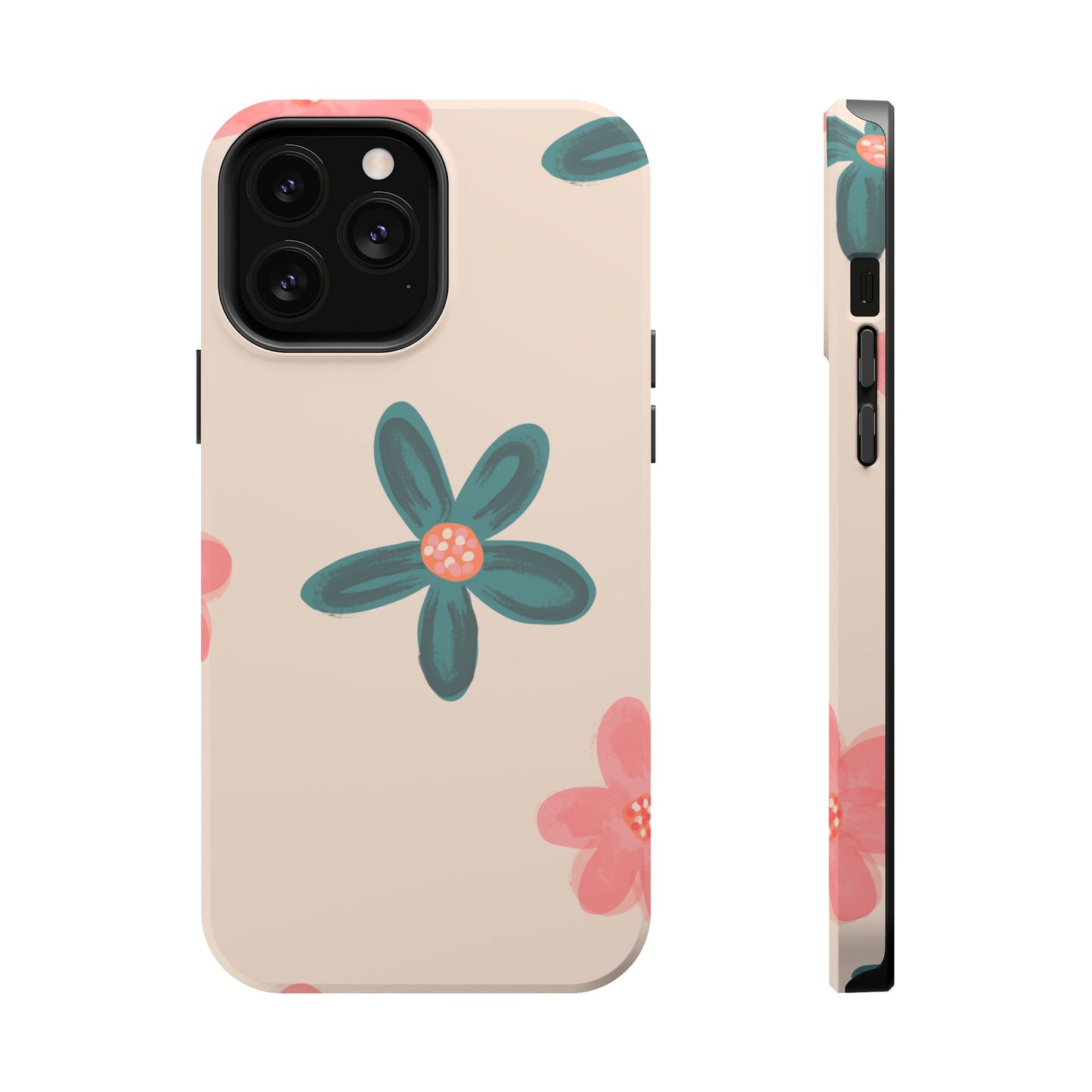 Vintage Floral Tough MagSafe iPhone Case – Soft Matte Finish with Dual-Layer Protection