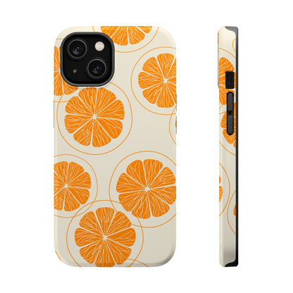 Citrus Burst Pattern Tough MagSafe iPhone Case – Bold Orange Design, Shockproof Protection