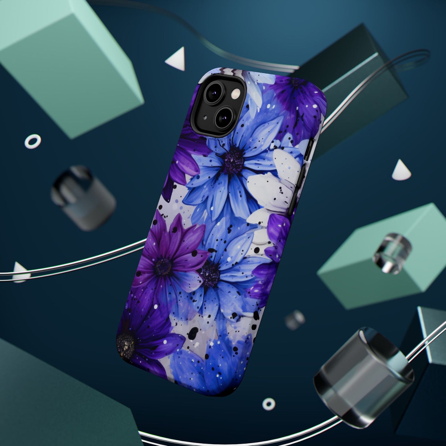 Vibrant Purple & Blue Floral Splash - MagSafe iPhone Series Case