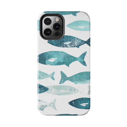 Vintage Blue Fish Print - iPhone Series Case