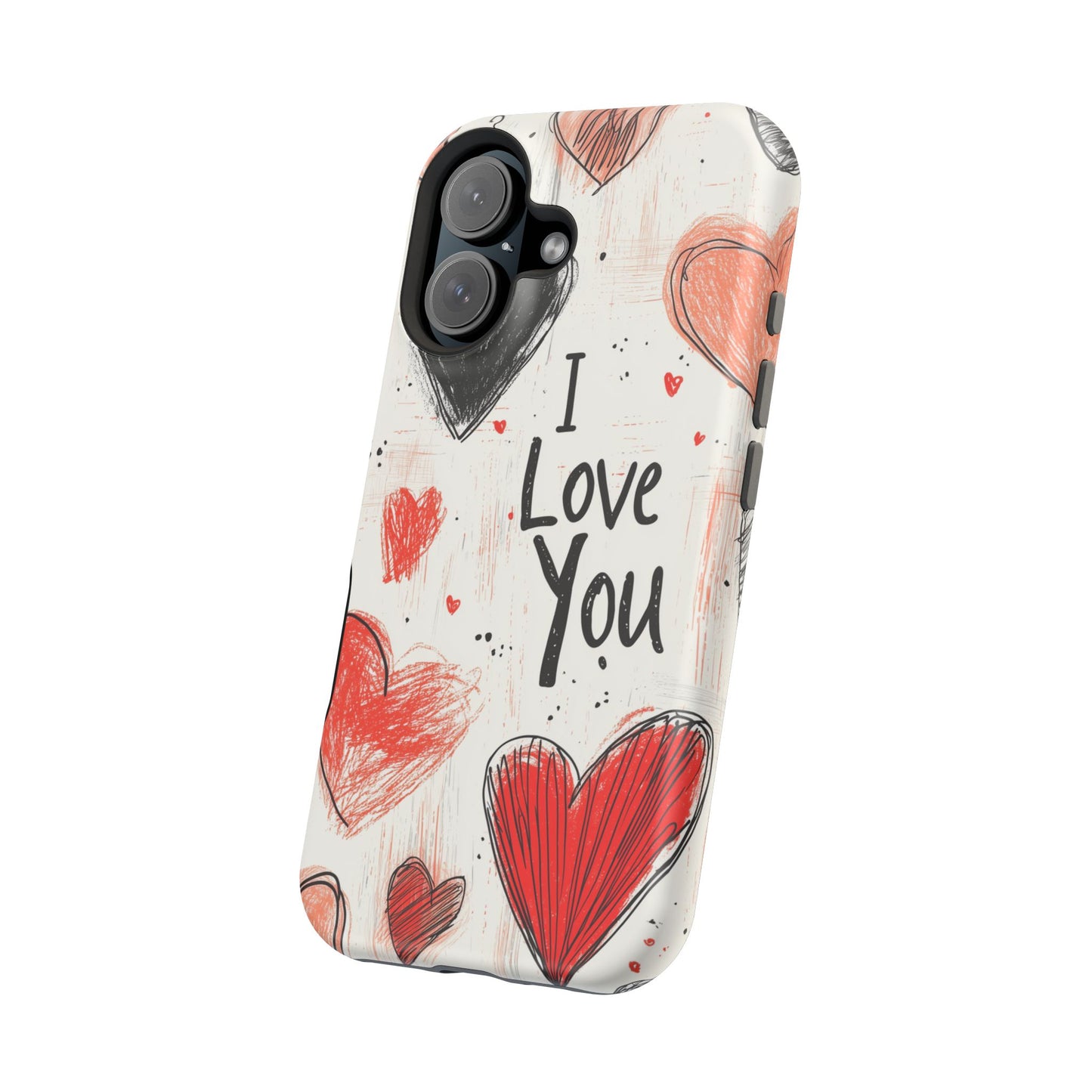 Romantic "I Love You" Heart Sketch - MagSafe Compatible Case