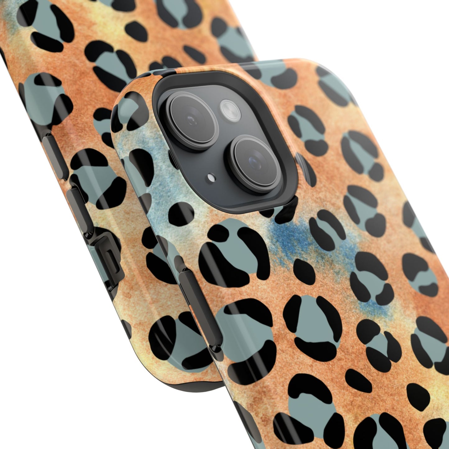 Sunset Watercolor Leopard Print Tough MagSafe iPhone Case – Artistic Animal Pattern with Dual-Layer Protection