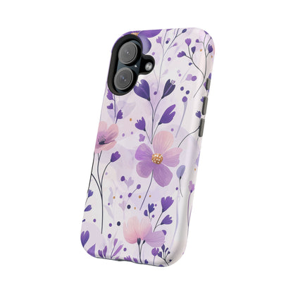 Purple Floral Bliss MagSafe iPhone Case – Delicate Blossom Design