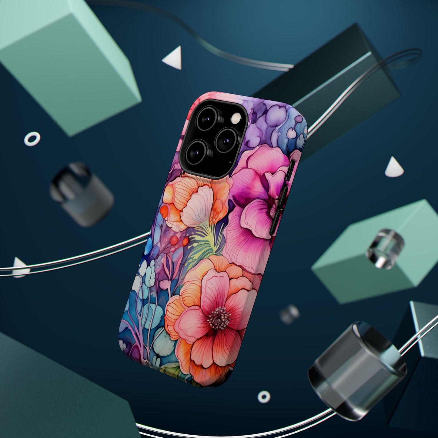 Bright Watercolor Floral Splash MagSafe iPhone Series Case – Bold Artistic Design