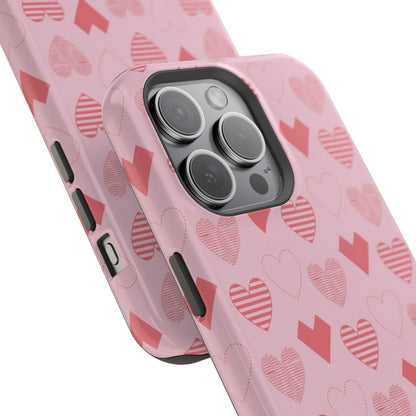 Striped Hearts MagSafe iPhone Case