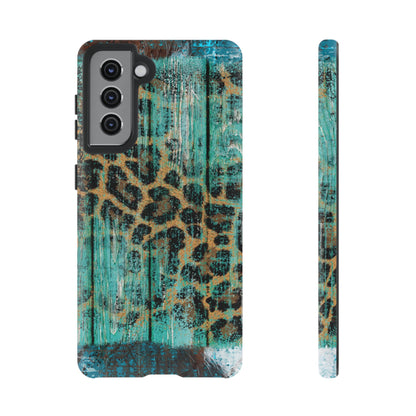 Turquoise Rustic Leopard Wood - Samsung Galaxy Series Case