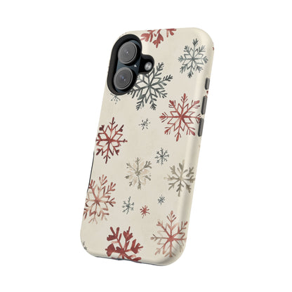 Vintage Red and Gray Snowflake Pattern – MagSafe iPhone Series Case