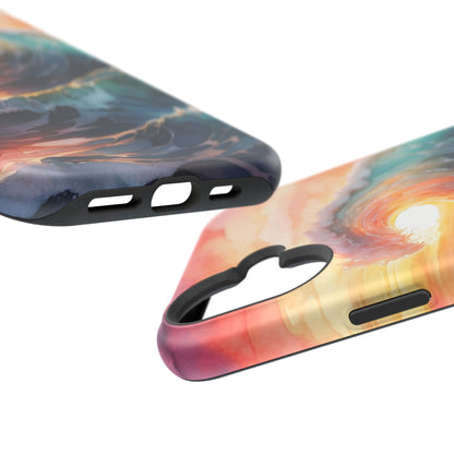 Ocean Sunrise Wave MagSafe iPhone Case – Vibrant Watercolor Wave Design