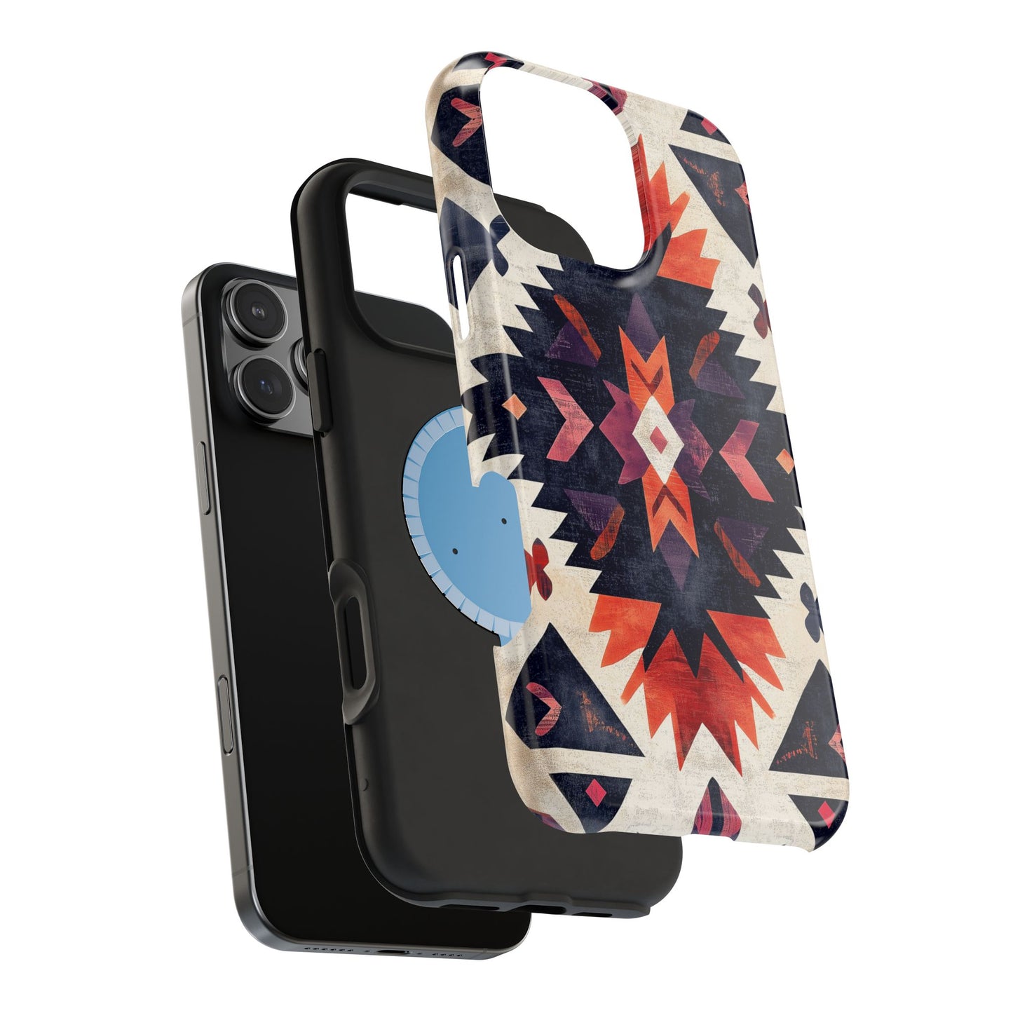 Boho Tribal Starburst Tough MagSafe iPhone Case – Vibrant Geometric Design, Dual-Layer Protection