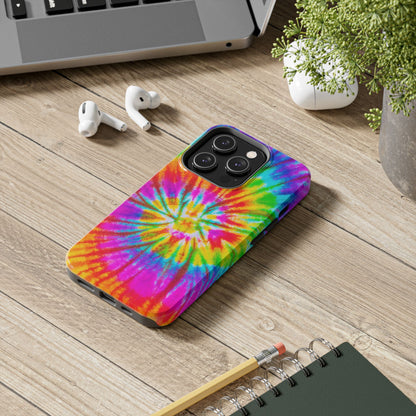 Rainbow Spiral Tie-Dye iPhone Case – Bright & Retro Design