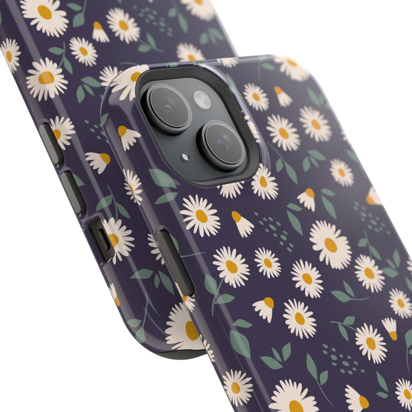 Midnight Daisy MagSafe iPhone Case – Dark Navy Floral Design, Slim and Protective