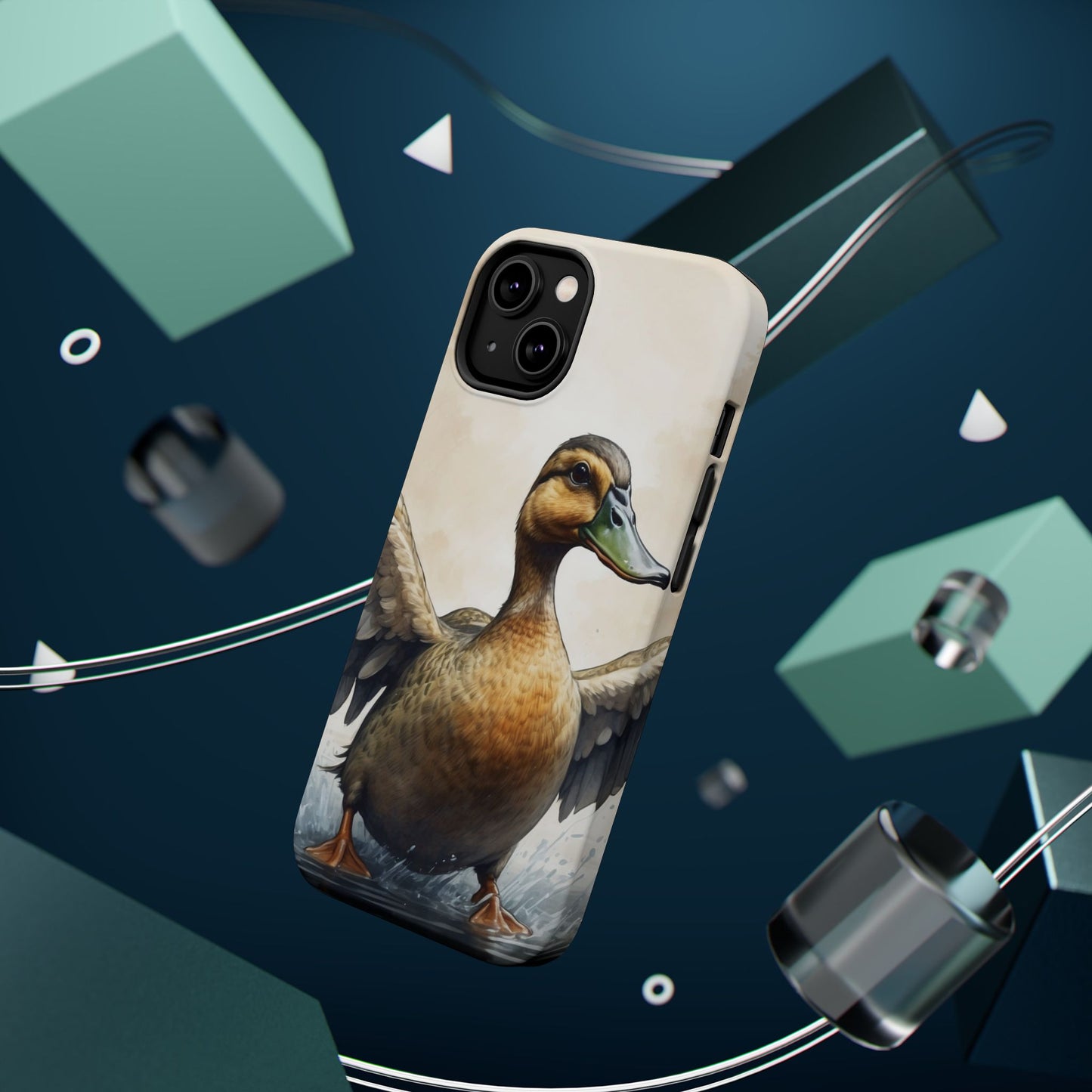 Graceful Duck in Watercolor Scene - MagSafe iPhone Case