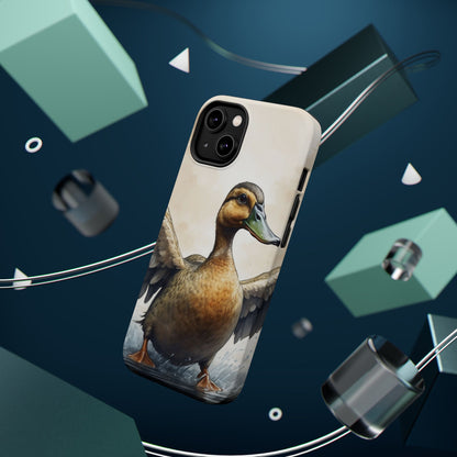 Graceful Duck in Watercolor Scene - MagSafe iPhone Case