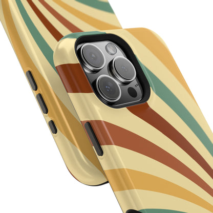 Earthy Retro Swirl MagSafe iPhone Case – Dual-Layer Protection with 70s-Inspired Earth Tones