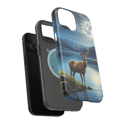 Moonlit Elegance: Stag by the Lake – MagSafe iPhone Case